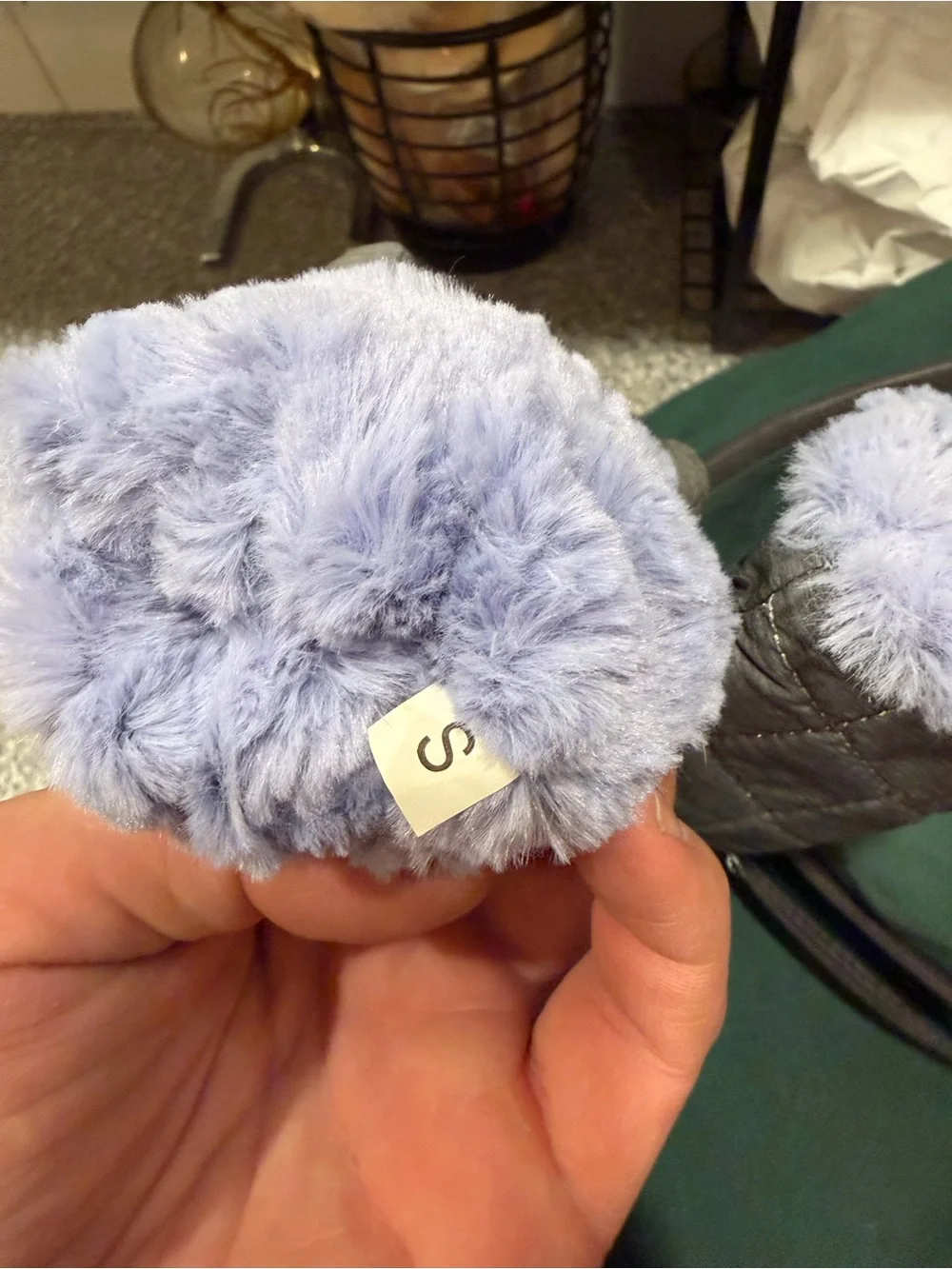 The North Face Gray Quilted Kids Gloves with Lavender Faux Fur Trim